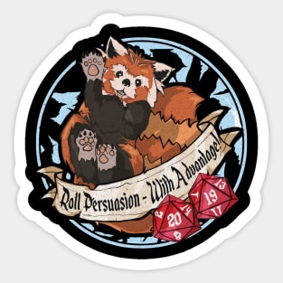 Dnd Red Panda "Roll Persuasion With Advantage" Cute D20 Dungeon Master Sticker